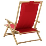 vidaXL Scaun rabatabil de relaxare, roșu, bambus & țesătură vidaXL Scaun rabatabil de relaxare, roșu, bambus & țesătură