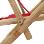 vidaXL Scaun rabatabil de relaxare, roșu, bambus & țesătură vidaXL Scaun rabatabil de relaxare, roșu, bambus & țesătură