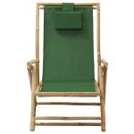 vidaXL Scaun rabatabil de relaxare, verde, bambus & țesătură vidaXL Scaun rabatabil de relaxare, verde, bambus & țesătură