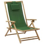 vidaXL Scaun rabatabil de relaxare, verde, bambus & țesătură vidaXL Scaun rabatabil de relaxare, verde, bambus & țesătură