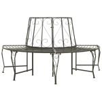 vidaXL Bancă de copac semicirculară pentru grădină, 160 cm, oțel vidaXL Bancă de copac semicirculară pentru grădină, 160 cm, oțel