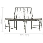 vidaXL Bancă de copac semicirculară pentru grădină, 160 cm, oțel vidaXL Bancă de copac semicirculară pentru grădină, 160 cm, oțel
