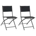 vidaXL Scaune pliante de exterior, 2 buc., oțel și textilenă vidaXL Scaune pliante de exterior, 2 buc., oțel și textilenă