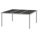 vidaXL Masă de grădină, 170x170x74,5 cm, oțel și sticlă vidaXL Masă de grădină, 170x170x74,5 cm, oțel și sticlă