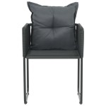vidaXL Scaune de exterior cu perne, 4 buc., negru, poliratan
