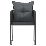 vidaXL Scaune de exterior cu perne, 6 buc., negru, poliratan