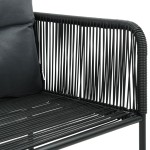 vidaXL Scaune de exterior cu perne, 6 buc., negru, poliratan