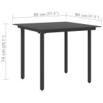 vidaXL Masă de grădină, negru, 80 x 80 x 74 cm, oțel și sticlă vidaXL Masă de grădină, negru, 80 x 80 x 74 cm, oțel și sticlă