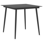vidaXL Masă de grădină, negru, 80 x 80 x 74 cm, oțel și sticlă