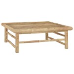 vidaXL Set mobilier de grădină, cu perne alb crem, 3 piese, bambus