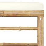 vidaXL Set mobilier de grădină, cu perne alb crem, 3 piese, bambus