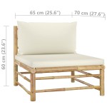vidaXL Set mobilier de grădină cu perne alb crem, 2 piese, bambus vidaXL Set mobilier de grădină cu perne alb crem, 2 piese, bambus