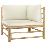 vidaXL Set mobilier de grădină, 2 piese, perne alb crem, bambus vidaXL Set mobilier de grădină, 2 piese, perne alb crem, bambus