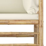 vidaXL Set mobilier de grădină, 2 piese, perne alb crem, bambus vidaXL Set mobilier de grădină, 2 piese, perne alb crem, bambus