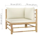 vidaXL Set mobilier de grădină, 2 piese, perne alb crem, bambus vidaXL Set mobilier de grădină, 2 piese, perne alb crem, bambus