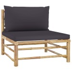 vidaXL Set mobilier de grădină, perne gri închis, 3 piese, bambus vidaXL Set mobilier de grădină, perne gri închis, 3 piese, bambus