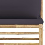 vidaXL Set mobilier de grădină cu perne gri închis, 2 piese, bambus vidaXL Set mobilier de grădină cu perne gri închis, 2 piese, bambus