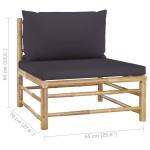 vidaXL Set mobilier de grădină cu perne gri închis, 2 piese, bambus vidaXL Set mobilier de grădină cu perne gri închis, 2 piese, bambus