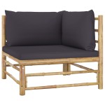 vidaXL Set mobilier de grădină, 2 piese, perne gri închis, bambus vidaXL Set mobilier de grădină, 2 piese, perne gri închis, bambus