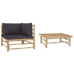 vidaXL Set mobilier de grădină, 2 piese, perne gri închis, bambus vidaXL Set mobilier de grădină, 2 piese, perne gri închis, bambus