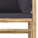 vidaXL Set mobilier de grădină, 2 piese, perne gri închis, bambus vidaXL Set mobilier de grădină, 2 piese, perne gri închis, bambus