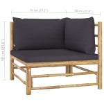 vidaXL Set mobilier de grădină, 2 piese, perne gri închis, bambus vidaXL Set mobilier de grădină, 2 piese, perne gri închis, bambus
