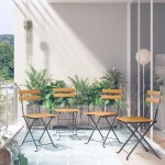 vidaXL Scaune bistro pliabile, 4 buc., lemn masiv acacia vidaXL Scaune bistro pliabile, 4 buc., lemn masiv acacia