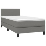 vidaXL Pat cu arcuri, saltea și LED, gri închis, 90x190 cm, textil
