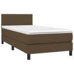 vidaXL Pat cu arcuri, saltea și LED, maro închis, 90x190 cm, textil
