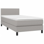 vidaXL Pat cu arcuri, saltea și LED, gri deschis, 90x200 cm, textil vidaXL Pat cu arcuri, saltea și LED, gri deschis, 90x200 cm, textil