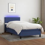 vidaXL Pat cu arcuri, saltea și LED, albastru, 120x200 cm, textil vidaXL Pat cu arcuri, saltea și LED, albastru, 120x200 cm, textil