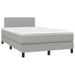 vidaXL Pat cu arcuri, saltea și LED, gri deschis, 120x200 cm, textil