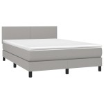 vidaXL Pat cu arcuri, saltea și LED, gri deschis, 140x200 cm, textil