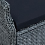 vidaXL Scaun de grădină rabatabil cu perne, gri închis, poliratan