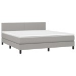 vidaXL Pat cu arcuri, saltea și LED, gri deschis, 180x200 cm, textil