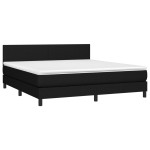 vidaXL Pat cu arcuri, saltea și LED, negru, 180x200 cm, textil
