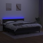vidaXL Pat cu arcuri, saltea și LED, negru, 180x200 cm, textil