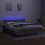 vidaXL Pat cu arcuri, saltea și LED, gri taupe, 180x200 cm, textil
