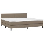vidaXL Pat cu arcuri, saltea și LED, gri taupe, 200x200 cm, textil