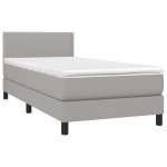 vidaXL Pat cu arcuri, saltea și LED, gri deschis, 80x200 cm, textil vidaXL Pat cu arcuri, saltea și LED, gri deschis, 80x200 cm, textil