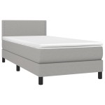 vidaXL Pat cu arcuri, saltea și LED, gri deschis, 90x190 cm, textil
