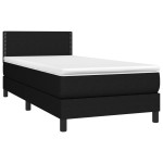vidaXL Pat cu arcuri, saltea și LED, negru, 90x200 cm, textil