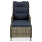 vidaXL Scaun de grădină rabatabil cu taburet, maro, poliratan