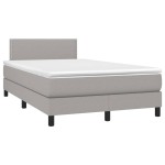 vidaXL Pat cu arcuri, saltea și LED, gri deschis, 120x200 cm, textil