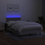 vidaXL Pat cu arcuri, saltea și LED, gri deschis, 120x200 cm, textil