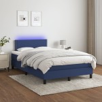 vidaXL Pat cu arcuri, saltea și LED, albastru, 120x200 cm, textil vidaXL Pat cu arcuri, saltea și LED, albastru, 120x200 cm, textil