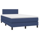 vidaXL Pat cu arcuri, saltea și LED, albastru, 120x200 cm, textil vidaXL Pat cu arcuri, saltea și LED, albastru, 120x200 cm, textil