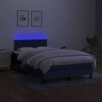 vidaXL Pat cu arcuri, saltea și LED, albastru, 120x200 cm, textil vidaXL Pat cu arcuri, saltea și LED, albastru, 120x200 cm, textil