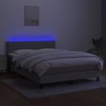 vidaXL Pat cu arcuri, saltea și LED, gri deschis, 140x200 cm, textil