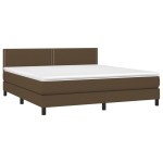 vidaXL Pat cu arcuri, saltea și LED, maro închis, 160x200 cm, textil vidaXL Pat cu arcuri, saltea și LED, maro închis, 160x200 cm, textil